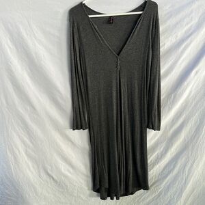 Dark gray ribbed Henley tunic or short dress size XL
